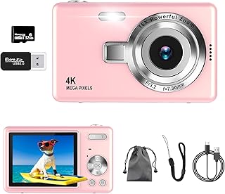 Appareil Photo Numérique, 4K​​ Autofocus 50MP Appareil Photo Enfant, Zoom 16X, Flash, Anti-Shake, ​​Appareils Photo Numériques Compact​​ Portable Petit Prêt à Shooter pour Enfants Adultes ​​Débutants​