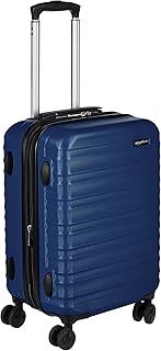 Valise Cabine, Bagages Cabine, Valise à Main Rigide et Extensible, en ABS avec 4 Roulettes Pivotantes - 55 cm - Bleu Marine