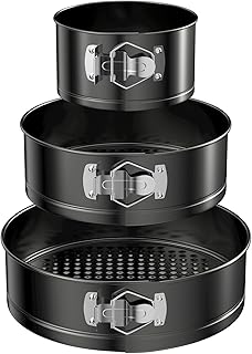 3 Pièces Moule à Manqué Rond, 12/18/22cm Moule à Gàteau Rond, Ensemble Antiadhésif Moules à Charnière en Acier Inoxydable Avec Fond Amovible, pour Gâteaux au Fromage Pizzas Quiches