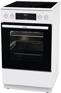 Gorenje GECS5C 60 WPA Cuisinière électrique avec plaque de cuisson vitrocéramique / 50 cm / 70 litres/GentleClose/Chauffage rapide/AirFry/ExtraSteam/Tiroirs télescopiques/AquaClean/Blanc