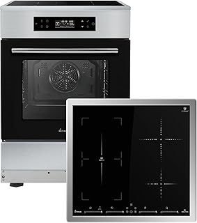 Cuisinière autonome ensemble 60 cm four encastrable 58 cm plaque induction zones flex chaleur tournante minuterie automatique verre isolant thermique sécurité enfant commande tactile SH6313IND